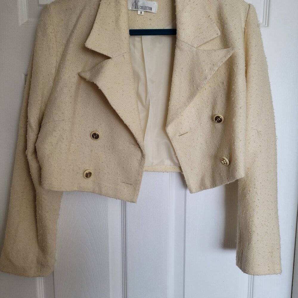 vintage cropped french style blazer jacket - Picture 2 of 4